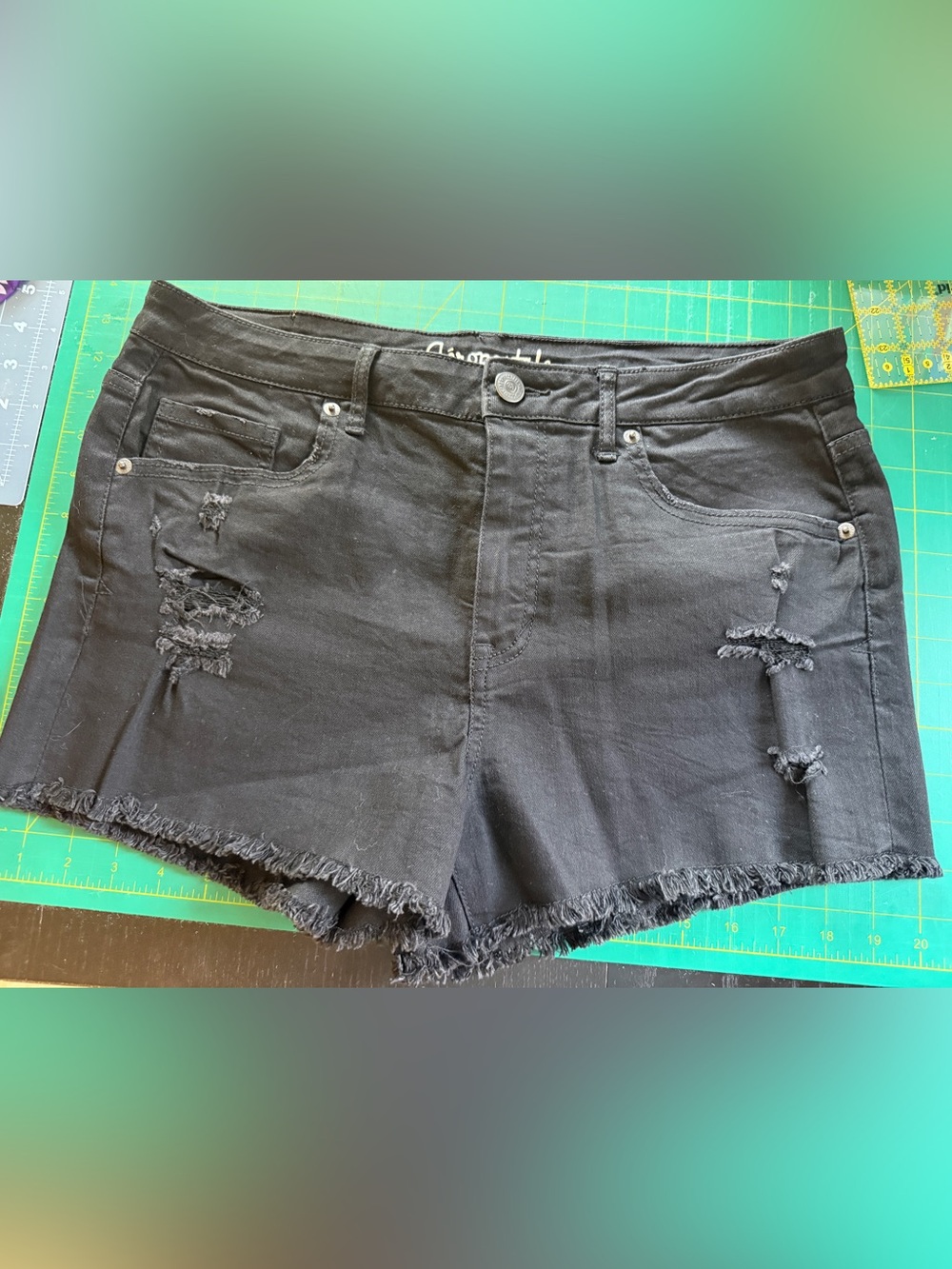 Aeropostale Black Distressed Denim Cutoff Shorts